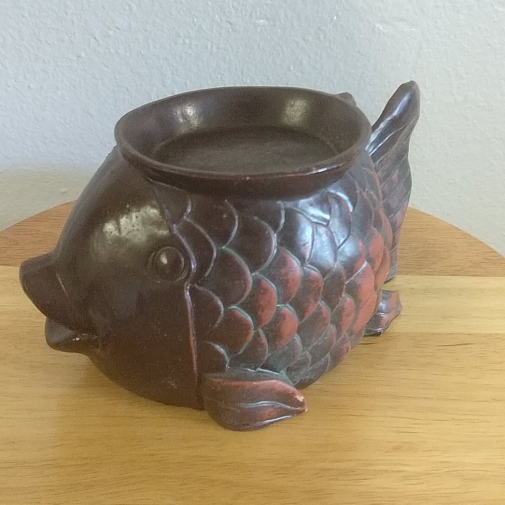 Wooden Fish Candle Holder Decor
